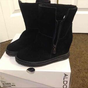 Aldo Black Wedge Ankle Boots